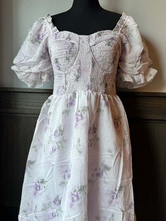 eywol Whimsical Romantic Floral Off-Shoulder Midi Dress in Lavender NWT 3X - Picture 2 of 10